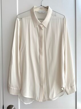 Sandro 100% Silk Sheer Back Shirt Blouse NWOT